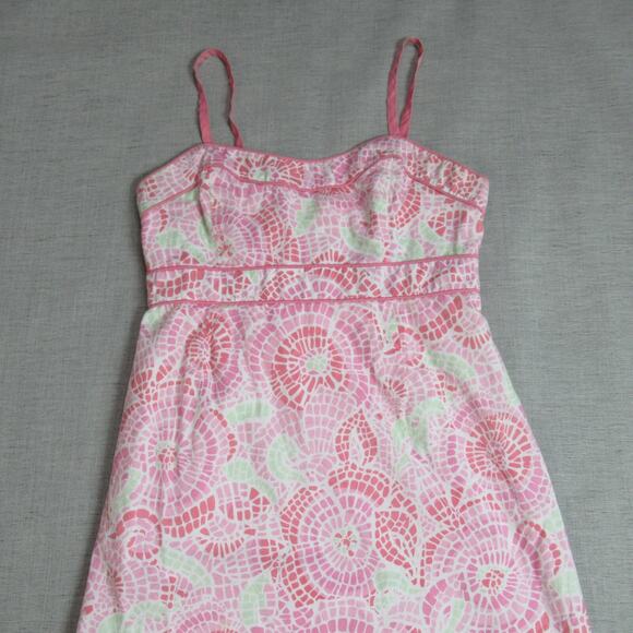 Vineyard Vines Dress Womens 6 Powder Pink Floral Spaghetti Strap Sundress Resort - Picture 3 of 11
